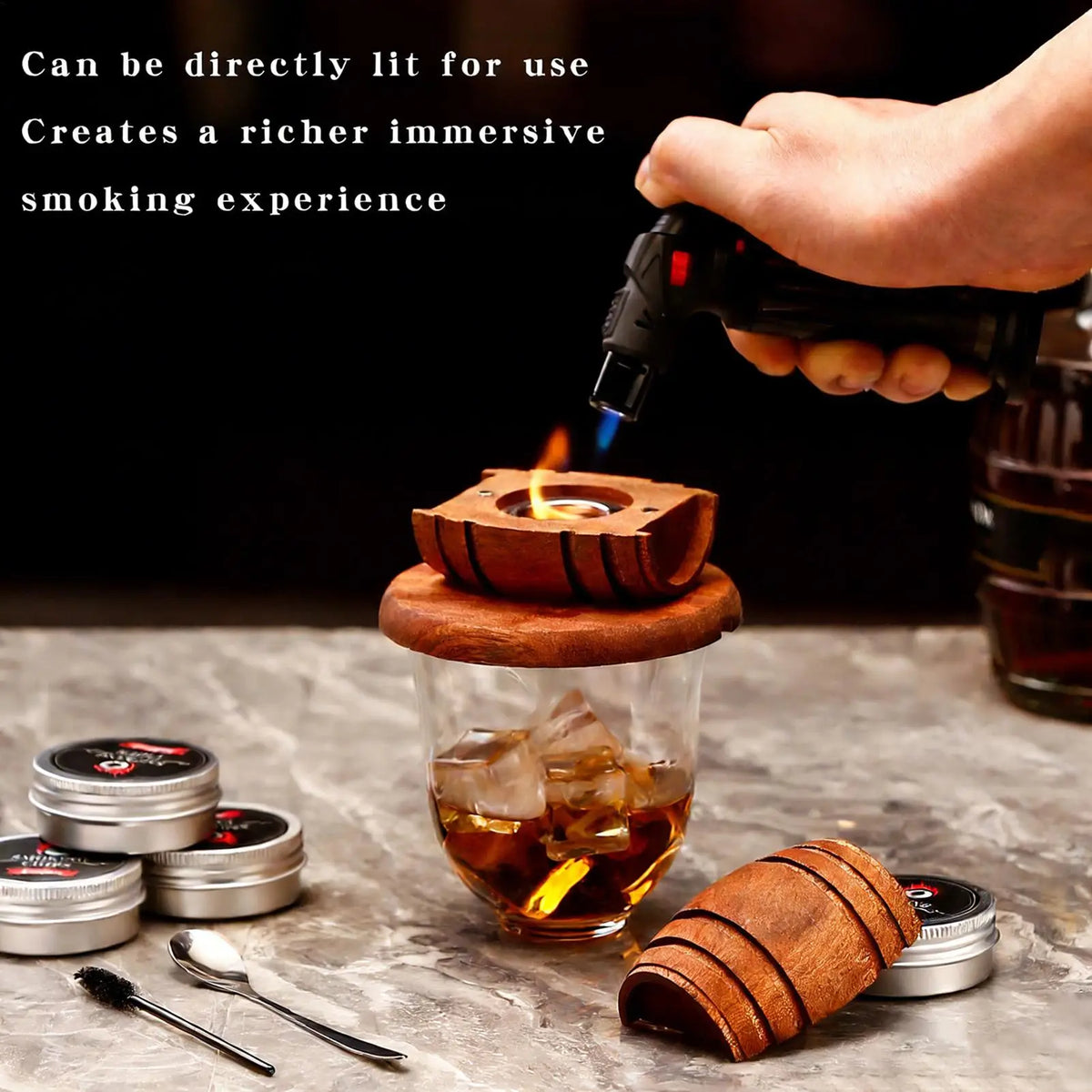 Wooden Whiskey Smoker & Cocktail Spirits Infuser Bar Tool Cocktail Smoker Infuser Axl