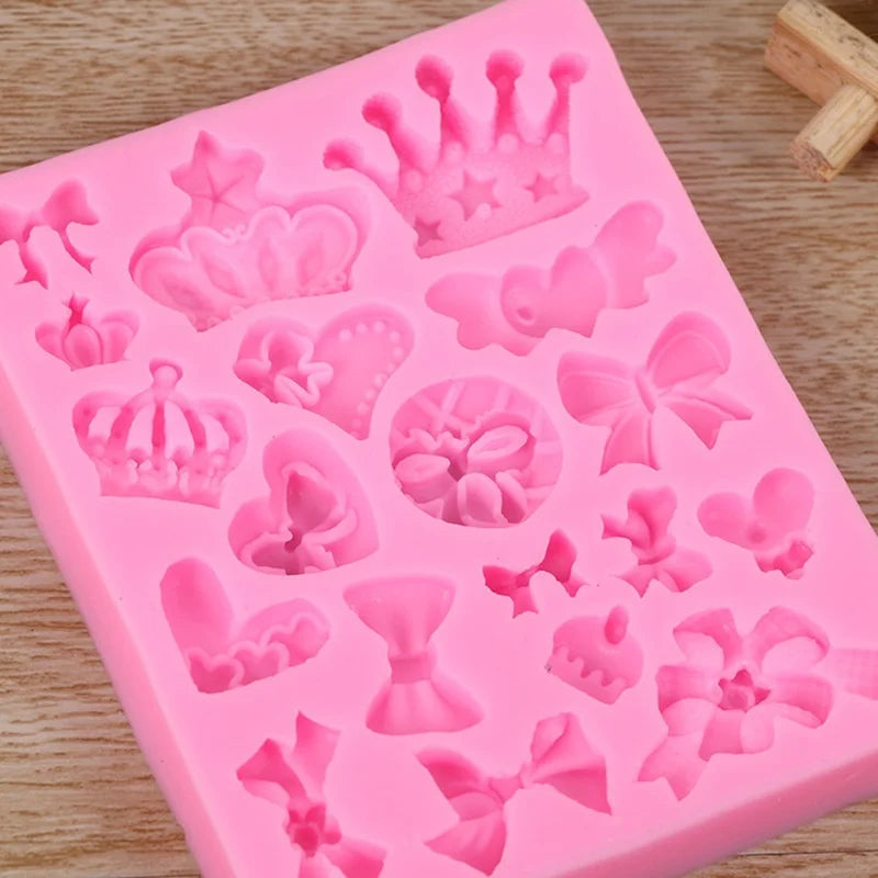 Crown Bowknot 3D Silicone Fondant Mold – Cake Candy Making Silicone Baking Mold Axl