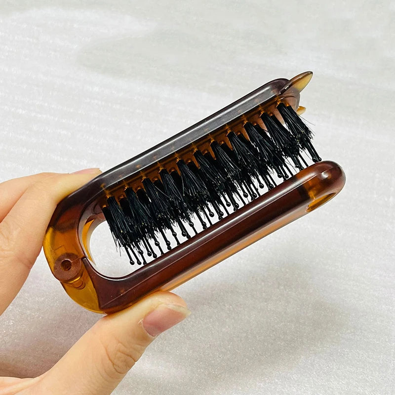Cat Ear Foldable Boar Bristle Hair Brush – Pocket Travel Comb Foldable Hair Brush Axl