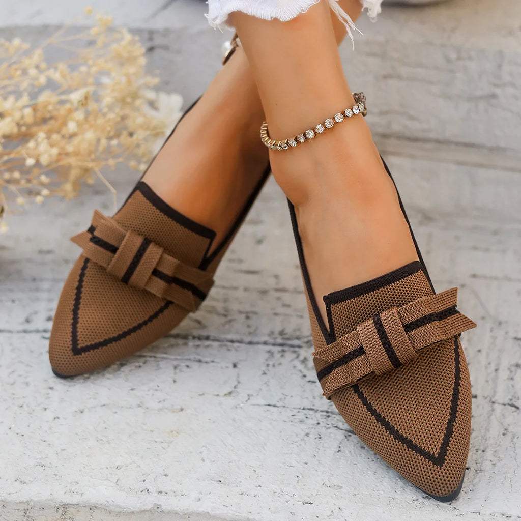 Women's Bowknot Pointed Toe Mesh Flats – Soft Sole Comfort Women's Flat Shoes Axl