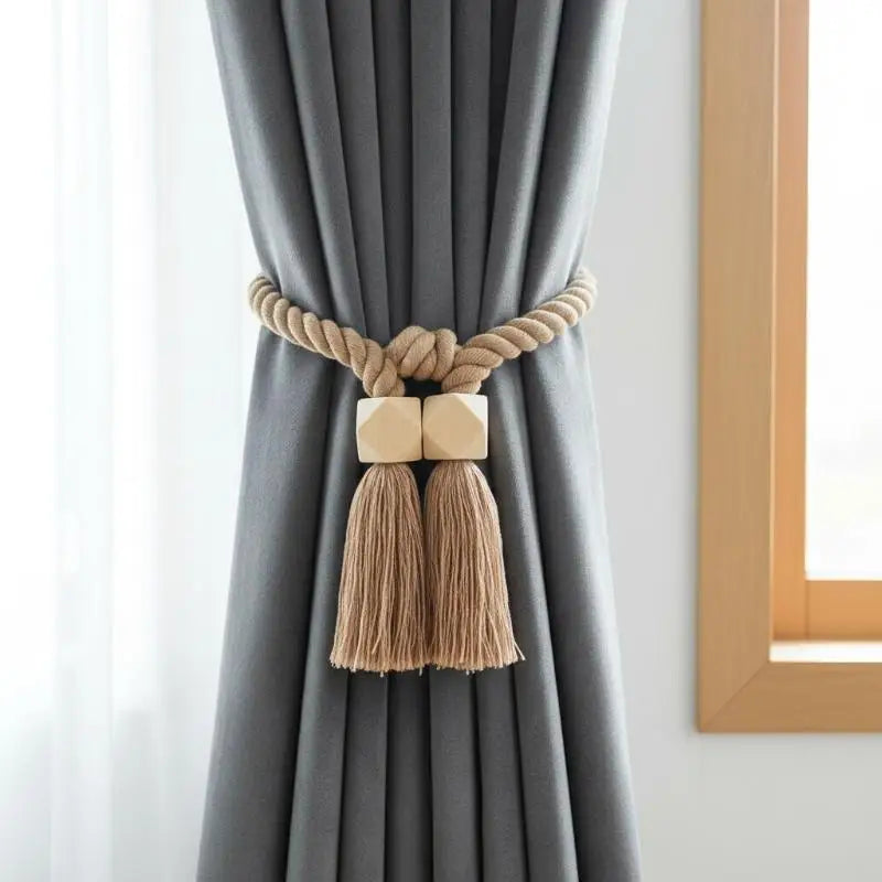 Magnetic Wooden Tassel Curtain Holdbacks – Set of 2 Curtain Holdbacks Axl