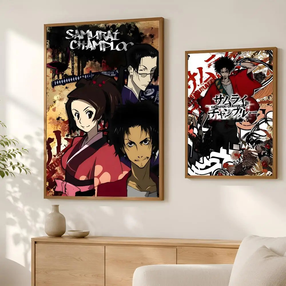 Samurai Champloo Anime Poster – Self-Stick HD Waterproof Wall Art Anime Wall Poster Axl