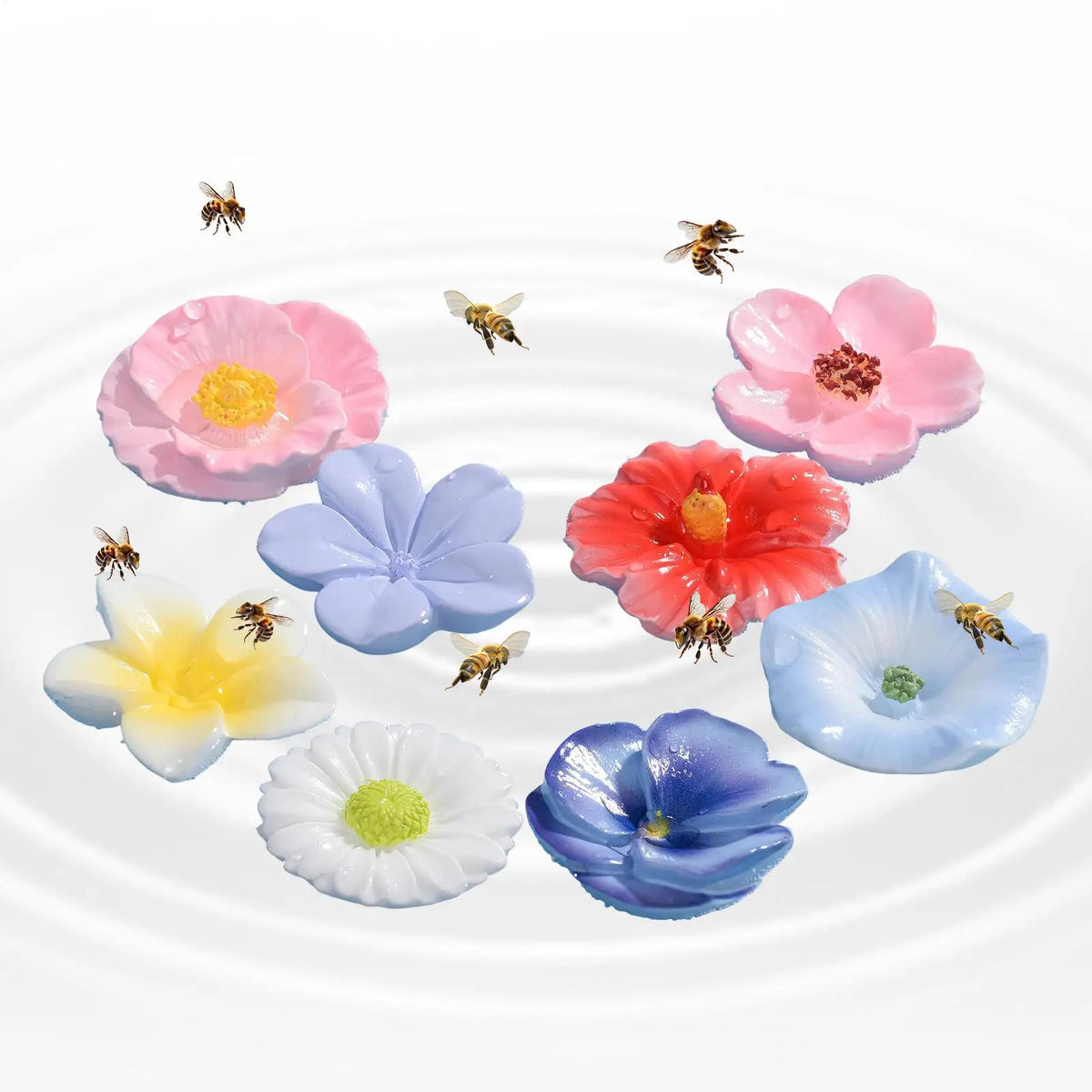 8-Piece Floating Flower Bee Watering Station | Garden Decor Bee Watering Station Axl