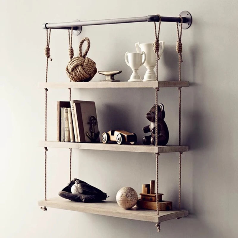 Solid Pine Wood 3-Tier Floating Wall Shelf – Modern Storage Floating Wall Shelf Axl