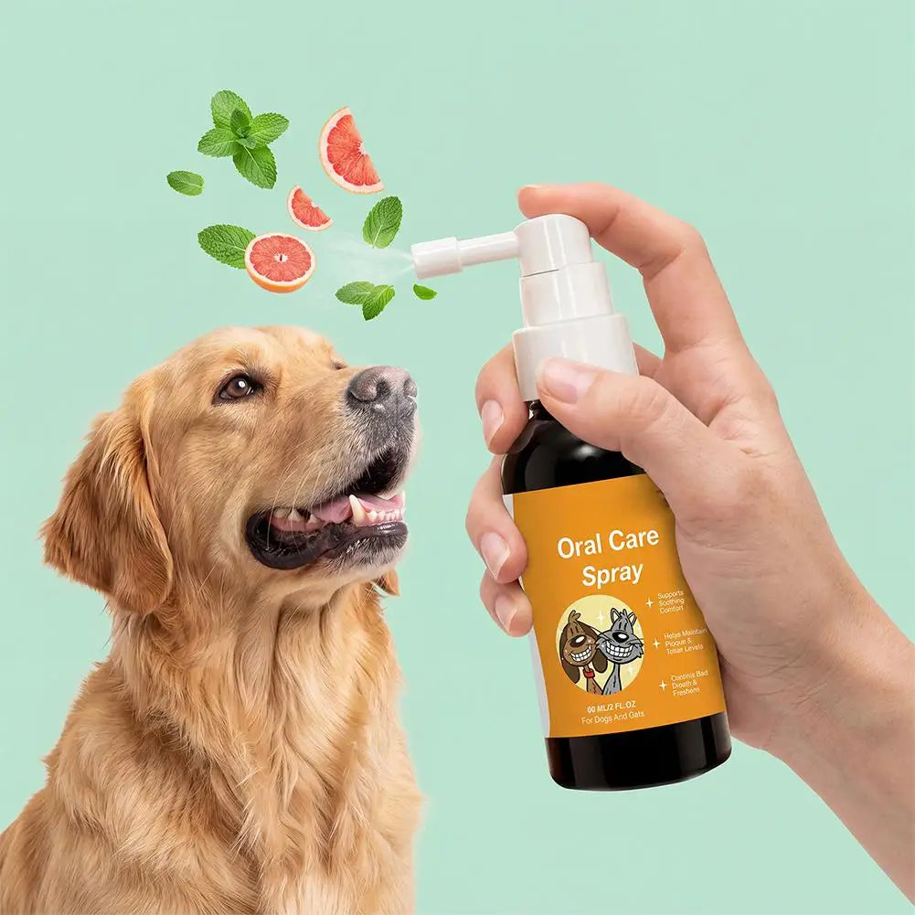 Plant-Based Pet Oral Spray – Dog & Cat Breath Freshener 60ml Pet Oral Care Spray Axl