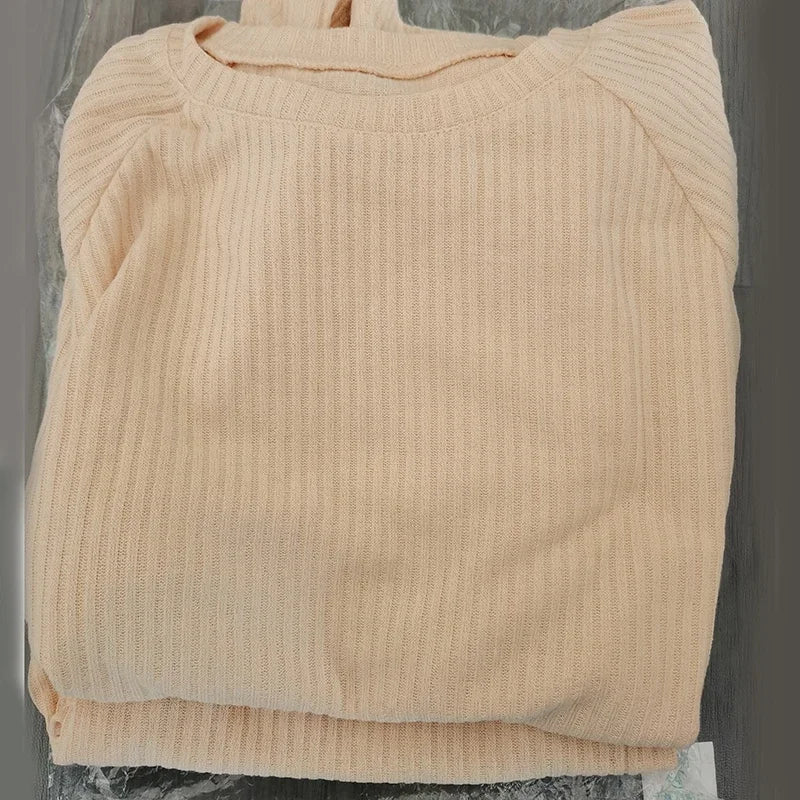 Women's Soft Knit Pajama Set – Casual Two-Piece Homewear Women's Pajama Set Axl 03 Apricot XXXL