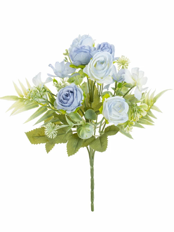 Silk Rose Artificial Flower Bouquet – Wedding & Home Decor Artificial Flower Bouquet Axl Blue 2 pcs