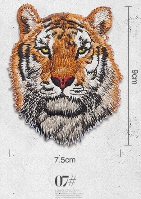 Tiger & Leopard Embroidered Iron-On Patches | Cotton Applique Embroidered Patch Axl E