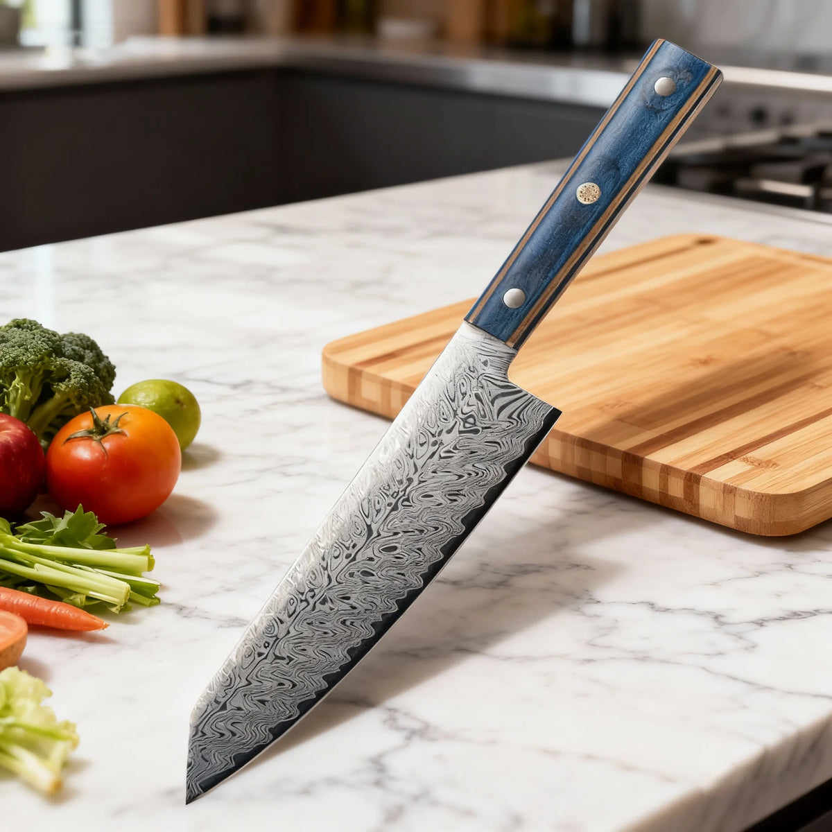 Damascus Steel Chef's Knife – 20cm Japanese-Style Kitchen Cleaver Chef's Kitchen Knife Axl
