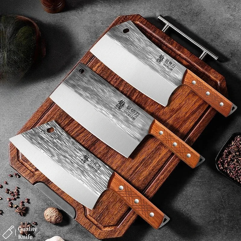 PLYS Forged Meat Cleaver & Slicing Knife Set – Stainless Steel Kitchen Knife Set Axl