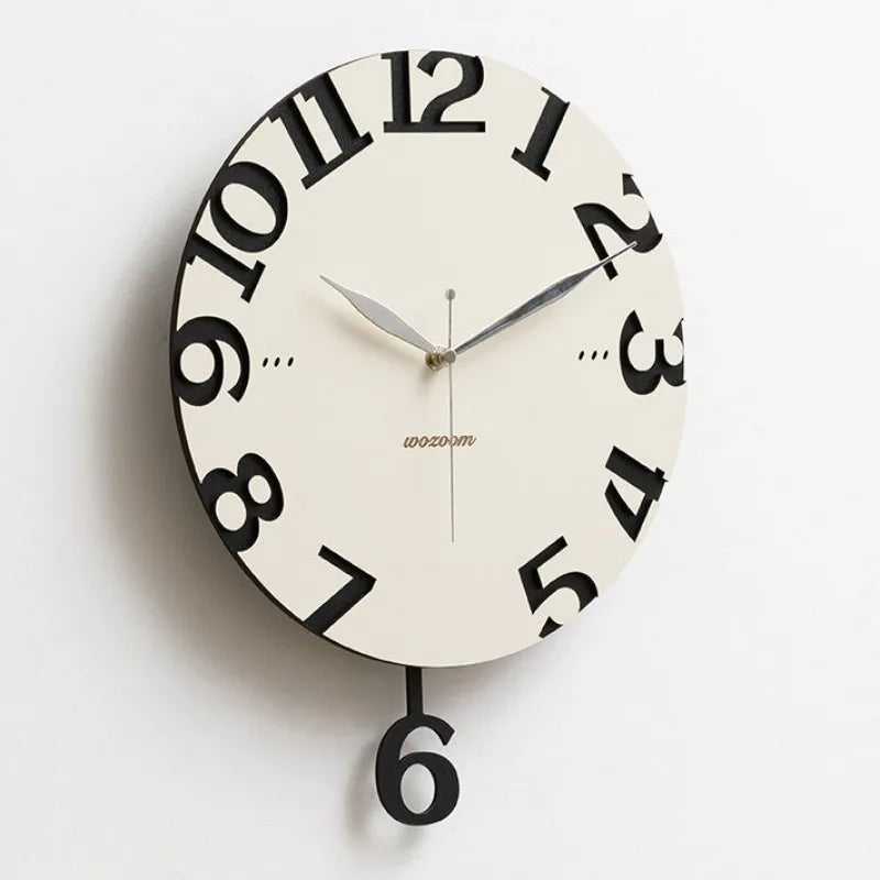 Modern Silent Pendulum Wall Clock – Minimalist Wood Decor Decorative Wall Clock Axl