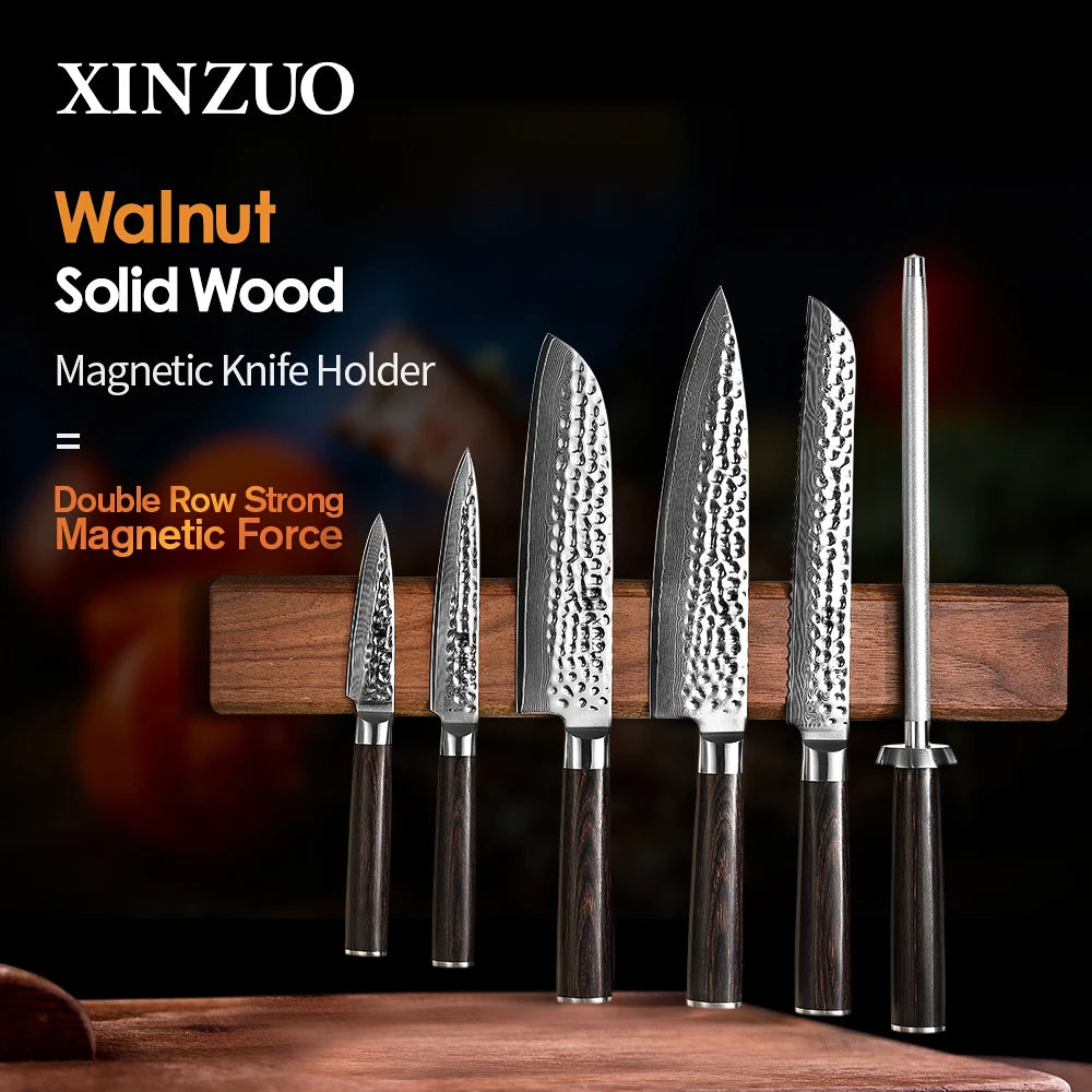 XINZUO 40cm Walnut Magnetic Knife Holder – Wall Mount Strip Magnetic Knife Holder Axl