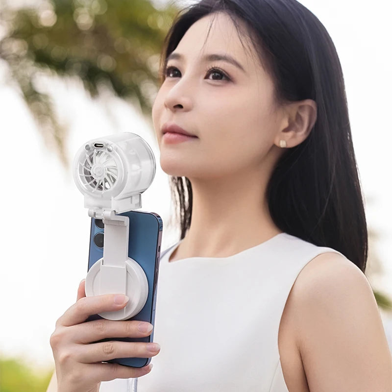 Foldable Magnetic Mini Fan – 3-Speed & LED Light | White Portable Mini Fan Axl