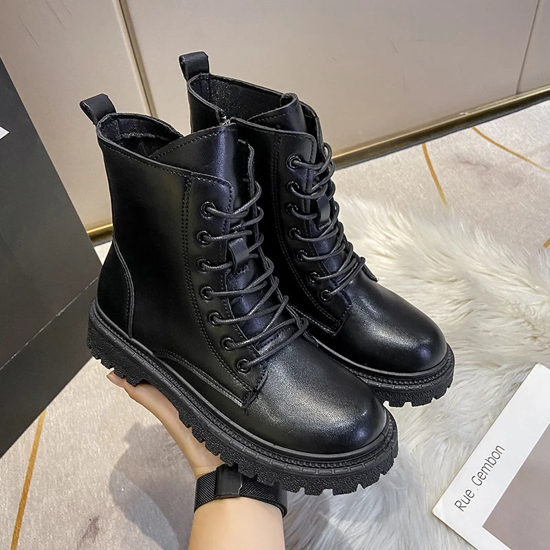 Women's Chelsea Ankle Boots – Block Heel Round Toe PU Leather Chelsea Ankle Boots Axl