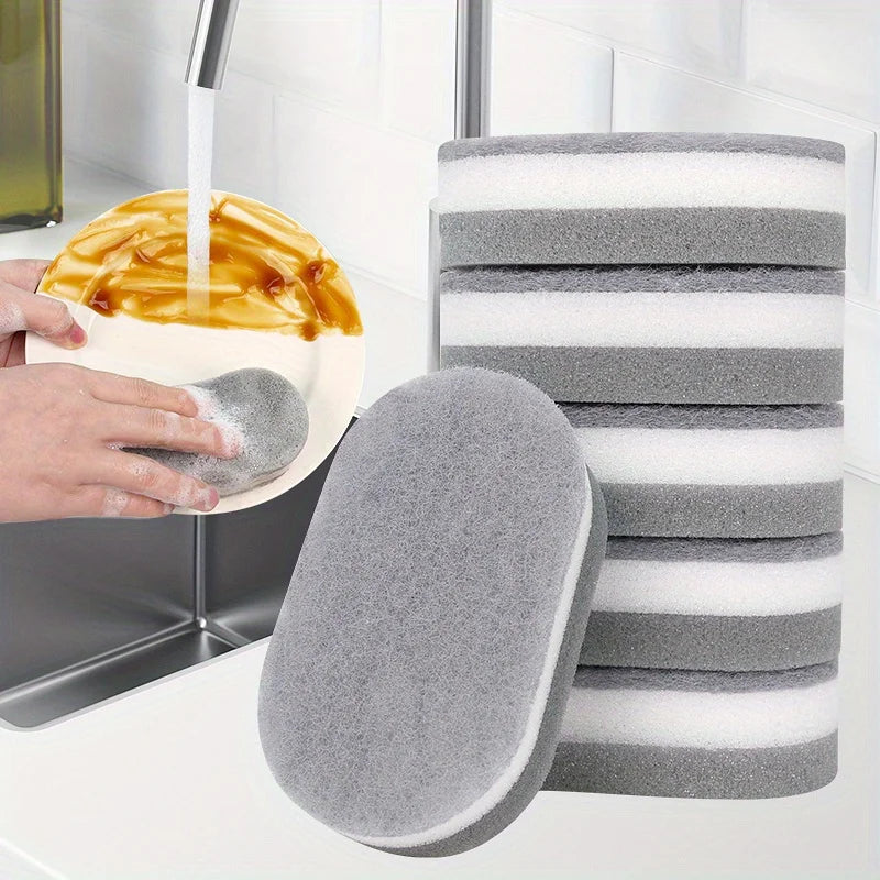 Oval Double-Sided Scouring Sponges – Durable Gray & White Pad Cleaning Sponge Axl 12pcs