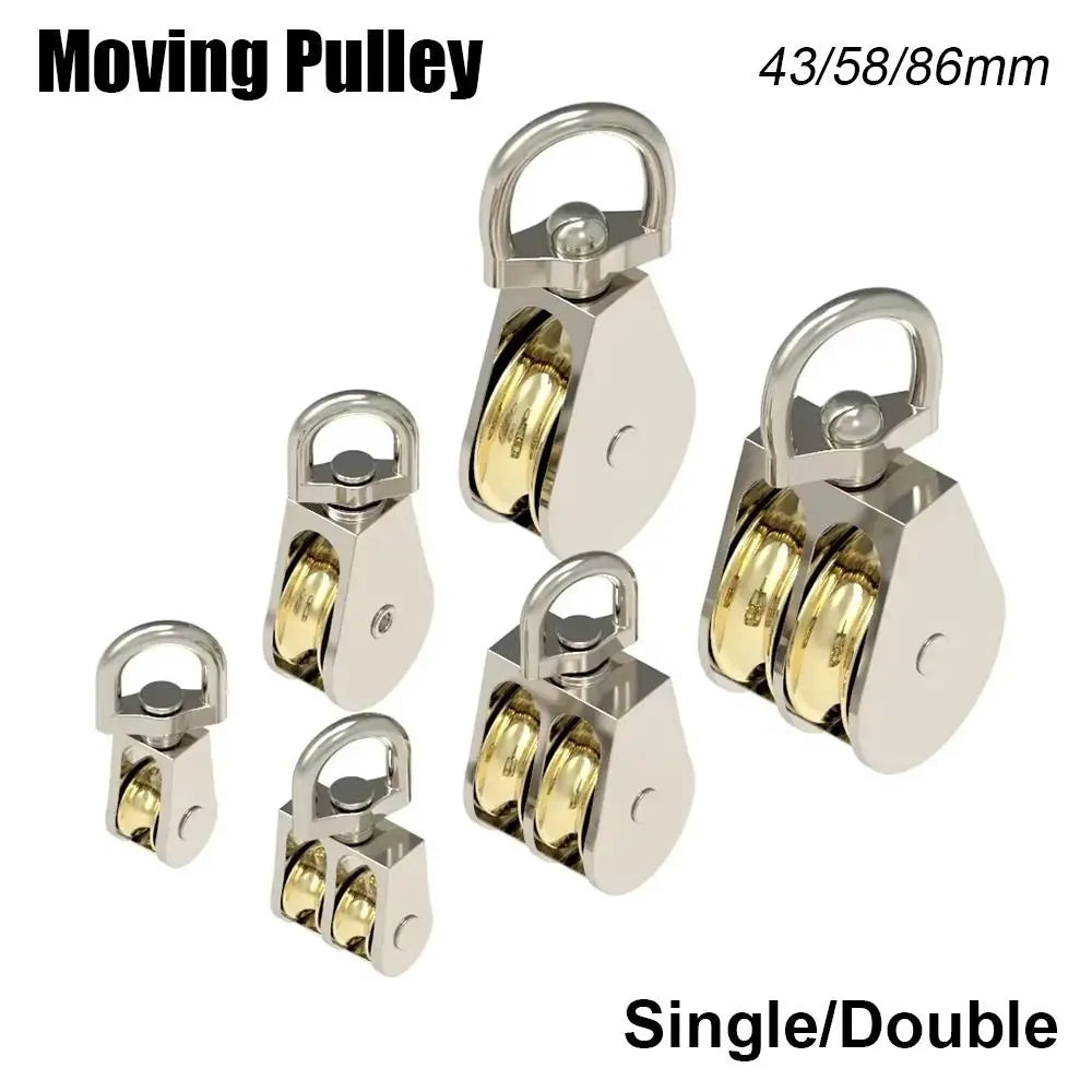 Zinc Alloy Moving Pulley Single & Double Sheave 43/58/86mm Metal Sheave Pulley Axl
