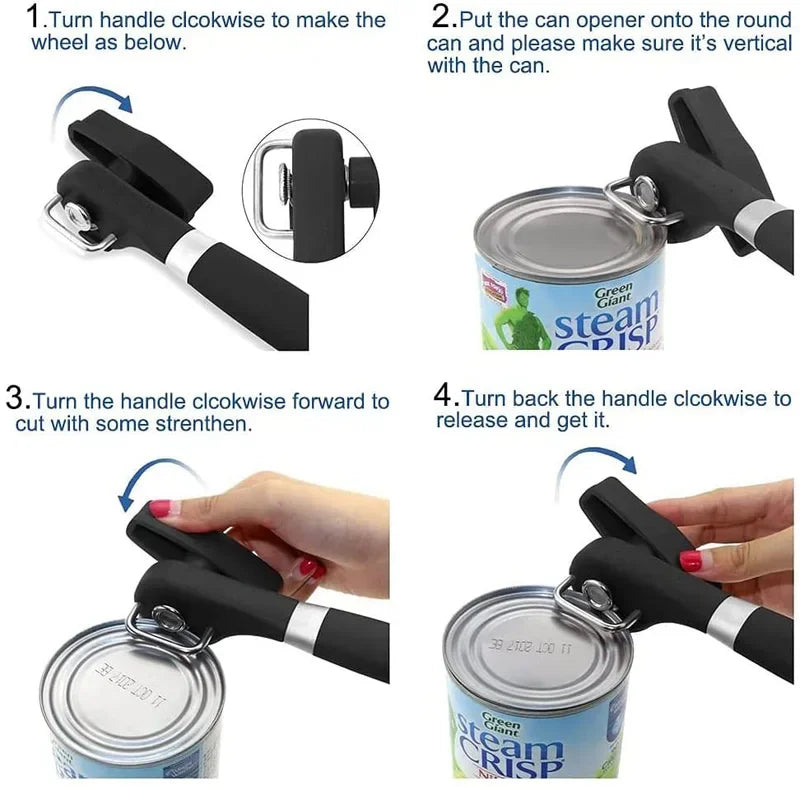 Smooth Edge Can Opener – Safe Cut Stainless Steel Handheld Can Opener Axl