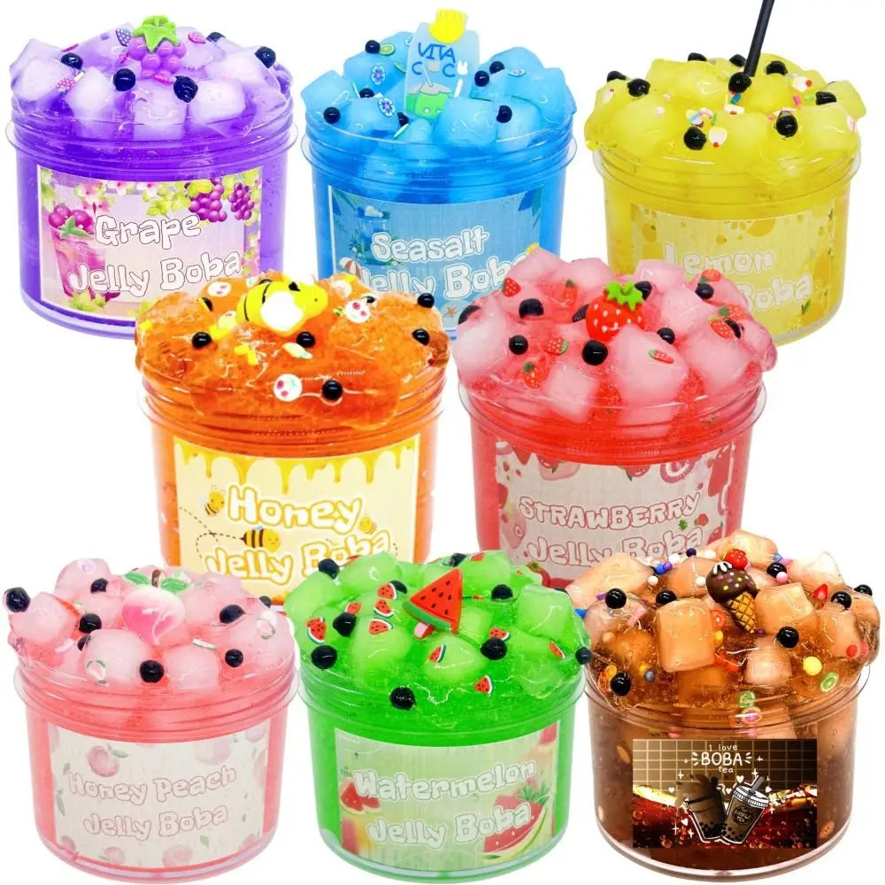 Crystal Slime Kit – Fruit Jelly Cube Sensory Toy 300ml/70ml Kids Slime Kit Axl