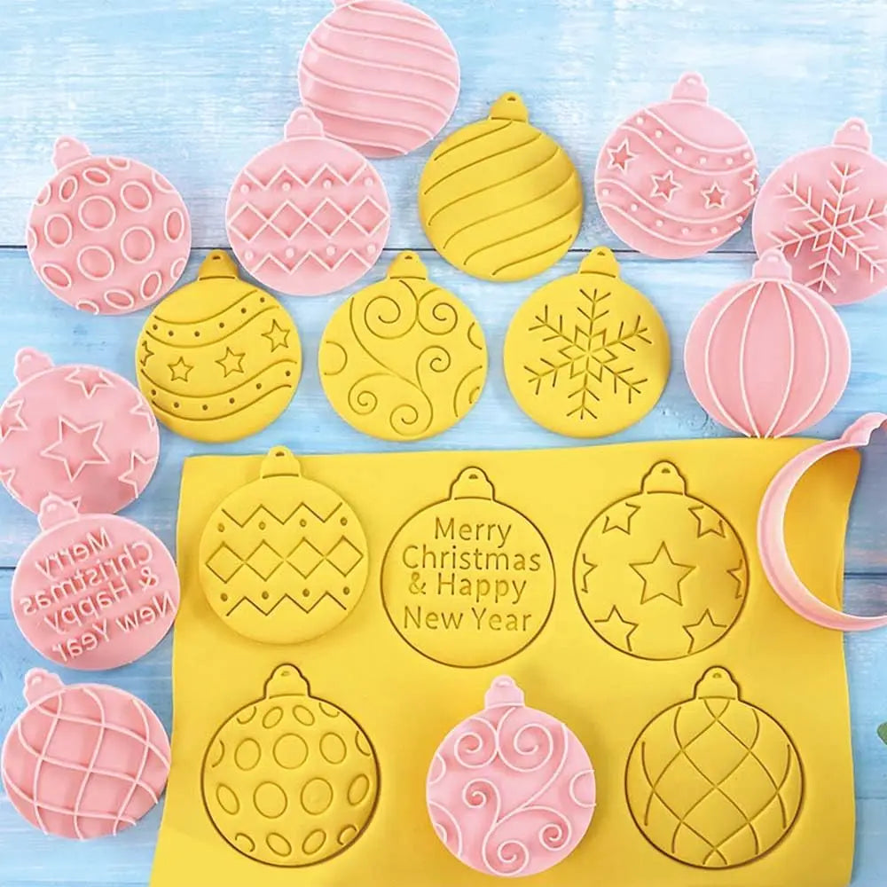 10-Piece Mini Christmas Ornament Cookie Cutters & 3D Stamps Cookie Cutter Set Axl
