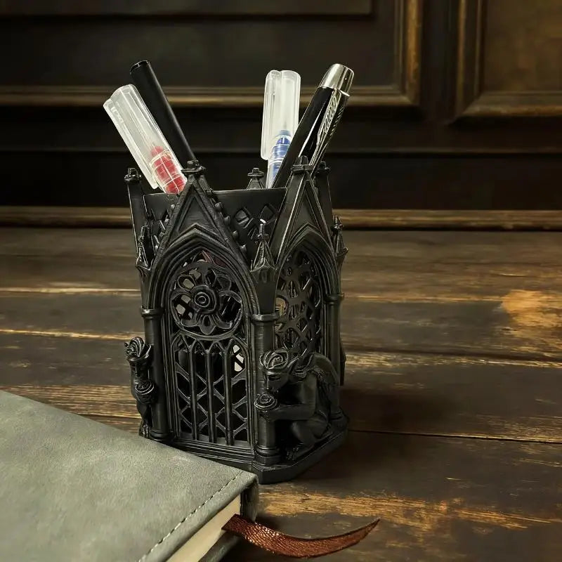 Black Gothic Pen Holder – Cool Desk Organizer & Home Décor Gothic Pen Holder Axl
