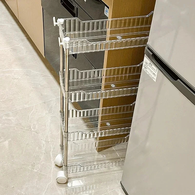Acrylic Rolling Storage Trolley – Slim Space-Saving Organizer Rolling Storage Trolley Axl