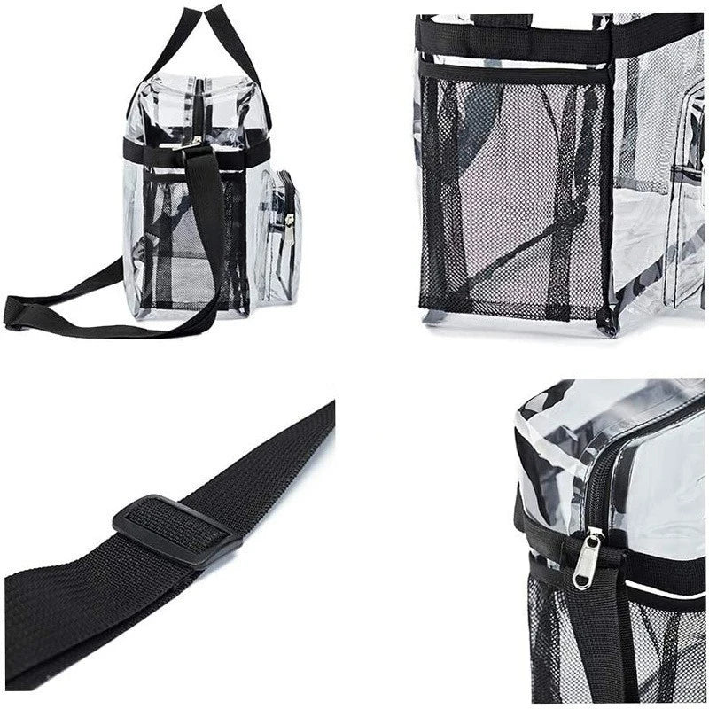 Large Clear PVC Tote Bag – Stadium Approved Multi-Pocket Handbag Clear PVC Tote Bag Axl