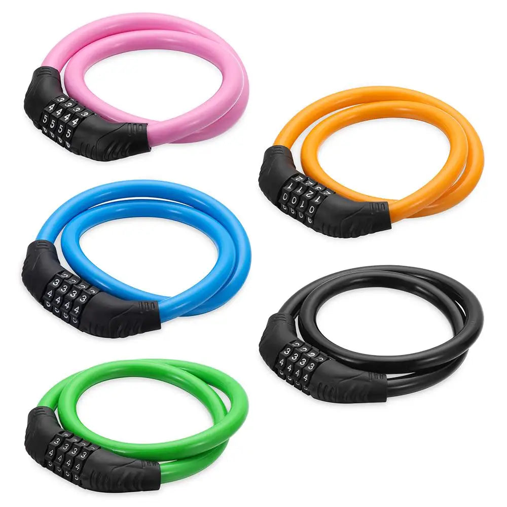 60cm Steel Cable Bike Lock – 4-Digit Combination Padlock Bicycle Cable Lock Axl