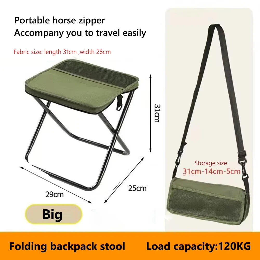 Folding Portable Stool – Camping, Hiking & Fishing Seat Bag Folding Outdoor Stool Axl green