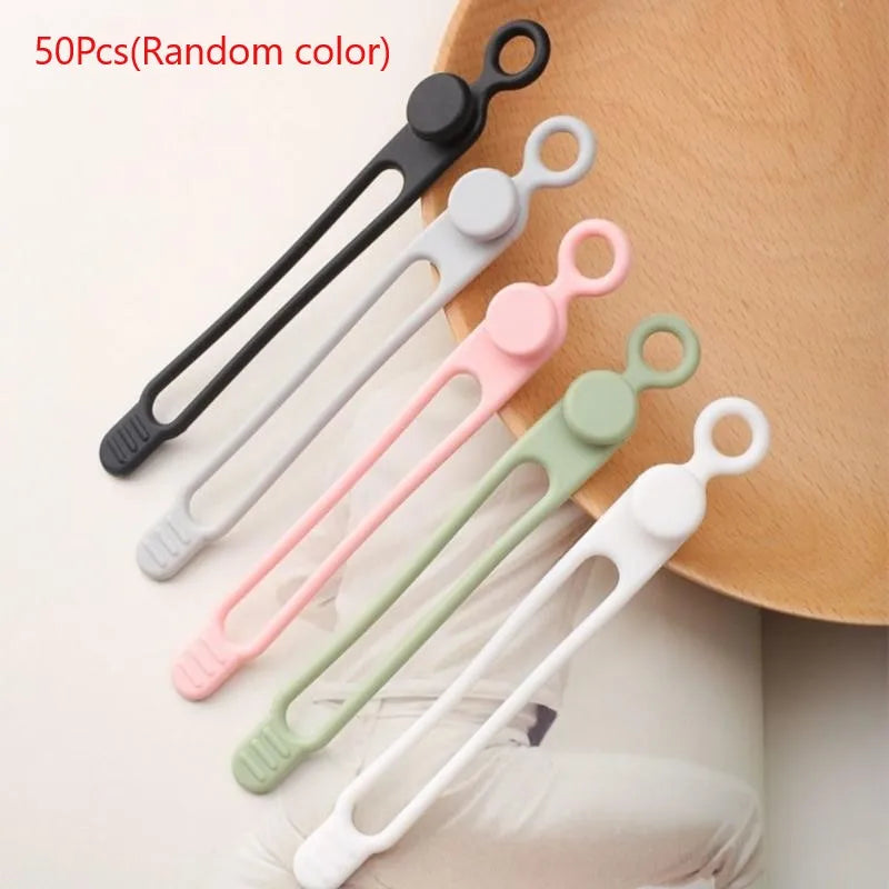 Silicone Cable Straps Reusable Cord Ties | 10/50 PCS Organizer Cable Cord Organizer Axl 50Pcs
