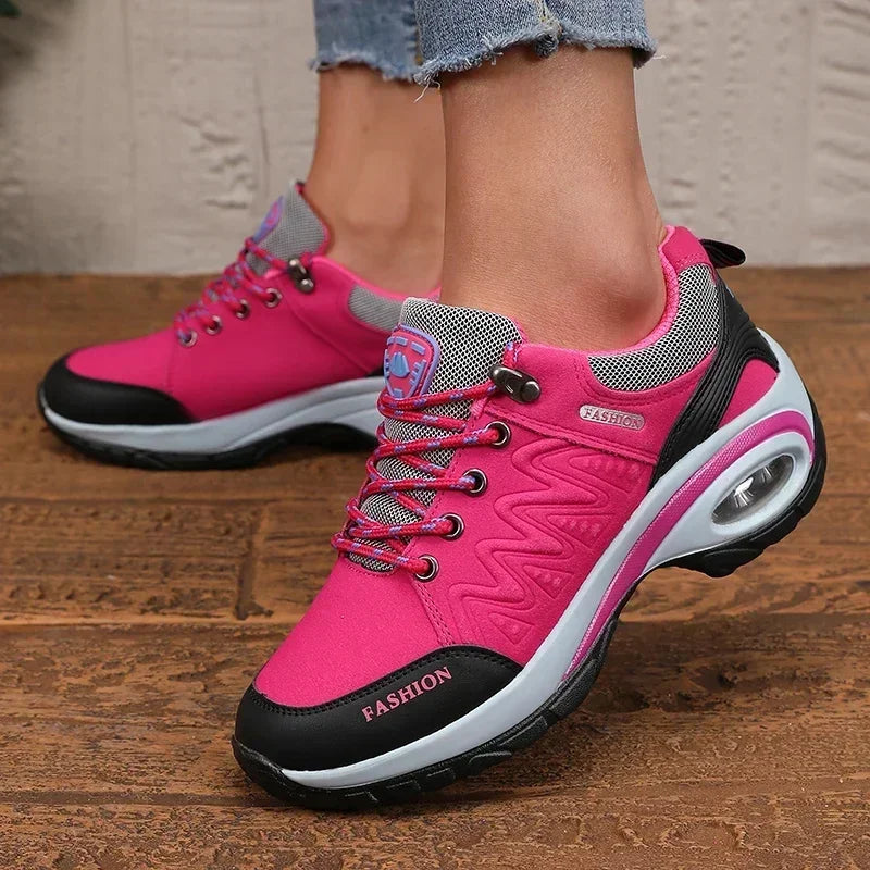 AZGB Women's Platform Vulcanized Sneakers – Breathable Lace-Up Platform Sneakers Axl