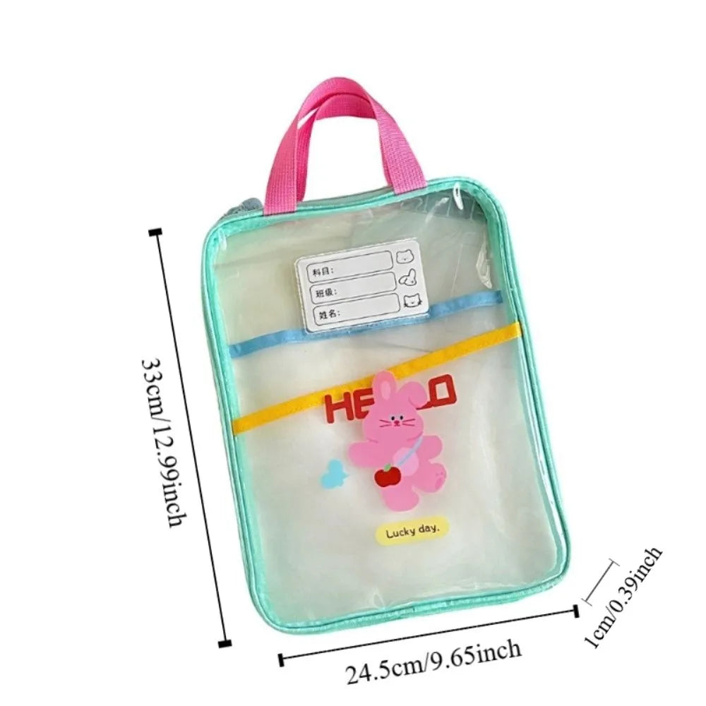 Cartoon PVC File Folder Bag – Transparent Bear & Rabbit Design PVC File Folder Bag Axl