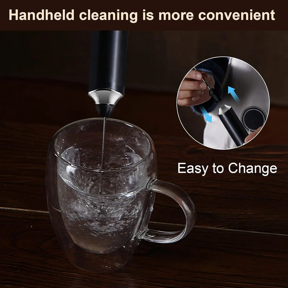 USB Rechargeable Handheld Milk Frother – 3 Speeds, 2 Whisks Handheld Milk Frother Axl