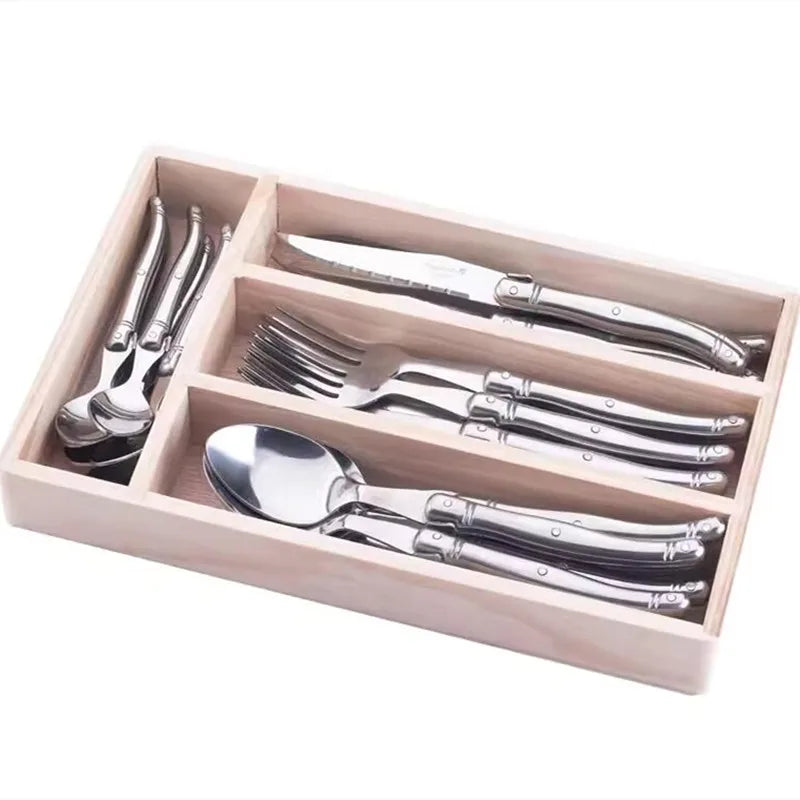 Laguiole Stainless Steel Cutlery Set 4–24 Pcs | Dishwasher Safe Flatware Cutlery Set Axl 24pcs in box
