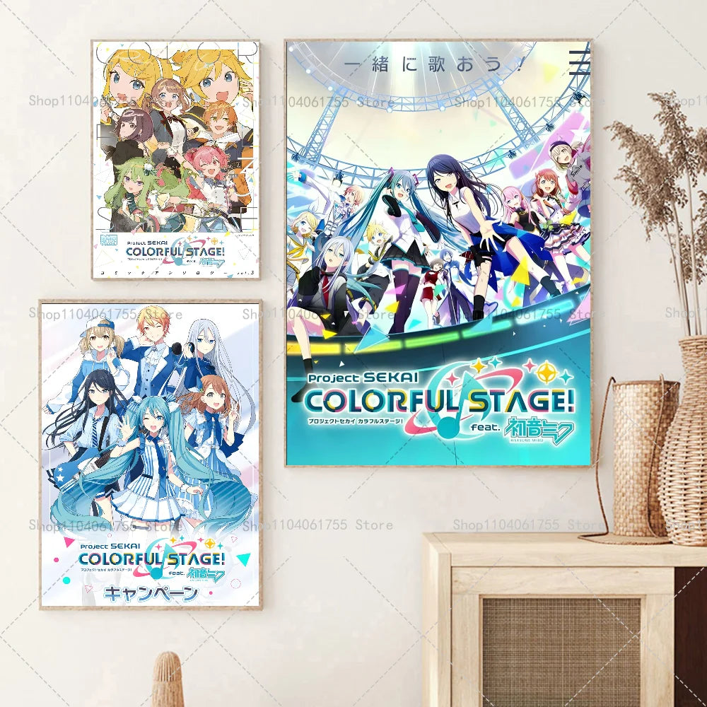 Anime Project Sekai Wall Poster – Self-Adhesive Waterproof Sticker Wall Art Poster Axl