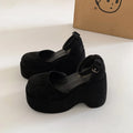 Women's Faux Suede High Heel Pumps – Ankle Buckle Platform Women's High Heel Pumps Axl black 34