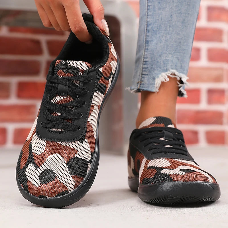 Camouflage Wide Toe Barefoot Sneakers – Breathable Mesh Flats Barefoot Sneakers Axl