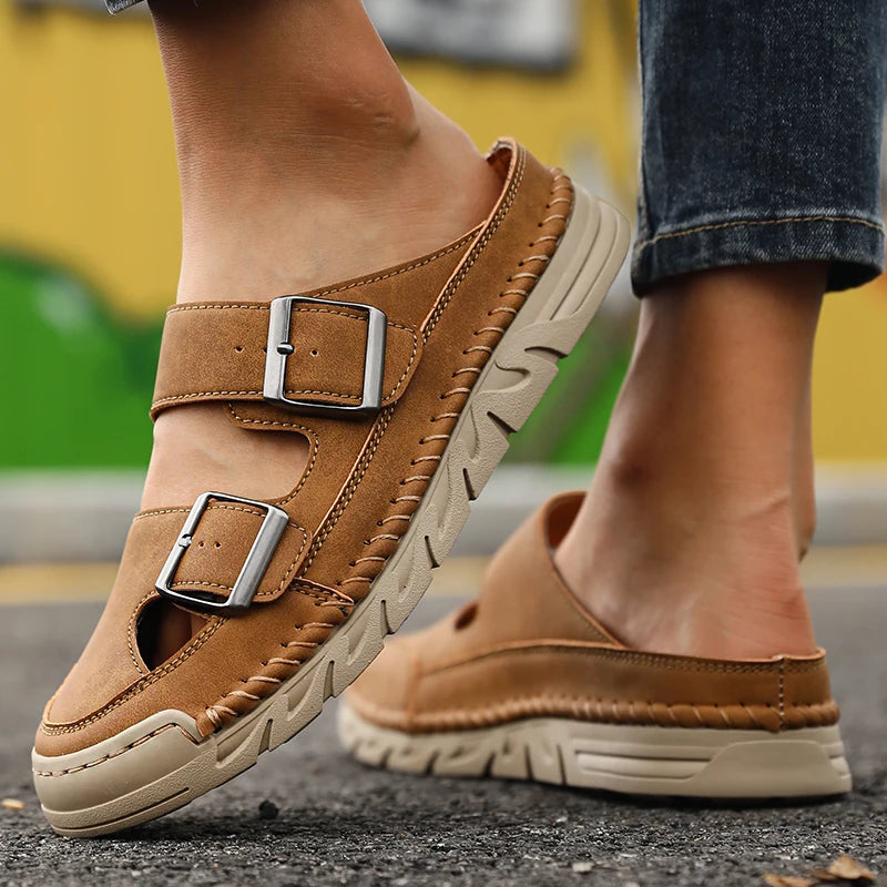 Women's Non-Slip Slip-On Casual Sandal Slippers | Indoor & Outdoor Slip-On Sandal Slippers Axl Brown 44