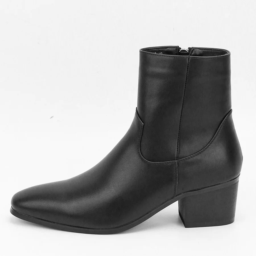 Men's Handmade Chunky Heel Motorcycle Ankle Boots | Zipper Motorcycle Ankle Boots Axl