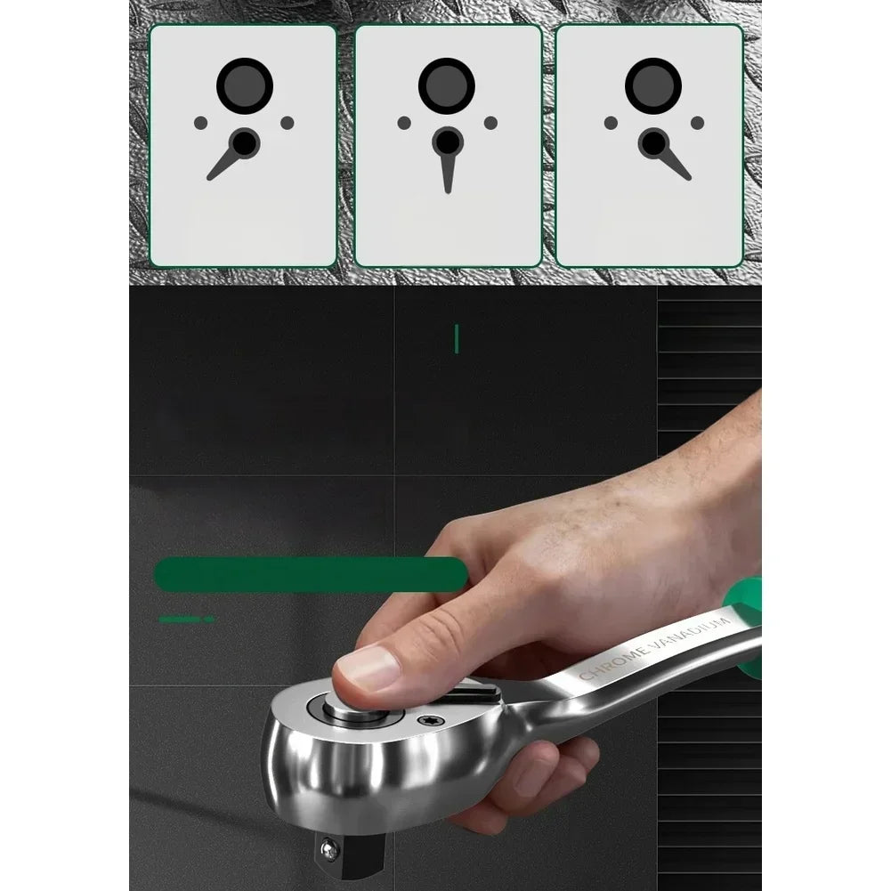 72-Tooth Ratcheting Socket Wrench Set 1/4" & 3/8" Drive Ratchet Socket Wrench Axl