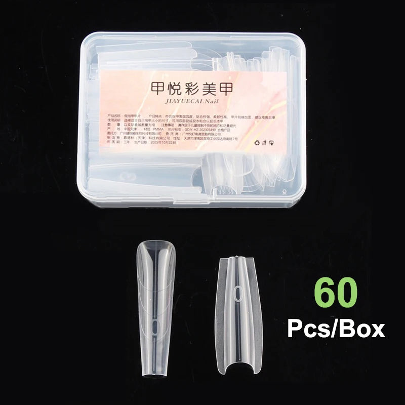 60Pcs Sandwich Dual Nail Forms – 15 Sizes Coffin & Almond Nail Extension Forms Axl trapezoid Pink