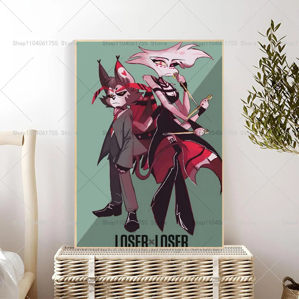 Hazbin Hotel Angel Dust & Alastor Wall Poster Sticker Wall Art Poster Axl z3 10x15cm No Frame