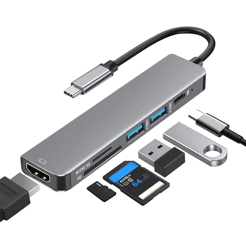 6-in-1 USB-C Hub | 4K HDMI, USB 3.0, PD Charging USB-C Multiport Hub Axl