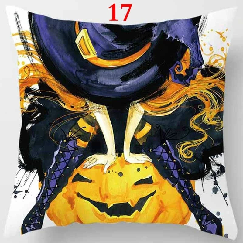 Halloween Cushion Cover 45x45cm – Pumpkin & Skull Pillow Case Decorative Pillow Cover Axl 17