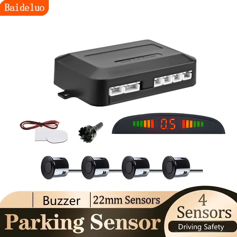 Car LED Parking Sensor Kit 4 Sensors Reverse Backup Radar 12V Parking Sensor Kit Axl