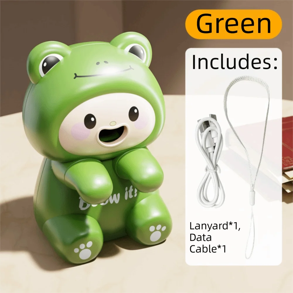Cartoon Frog USB Food Cooling Fan – Portable & Rechargeable Baby Food Cooling Fan Axl Green