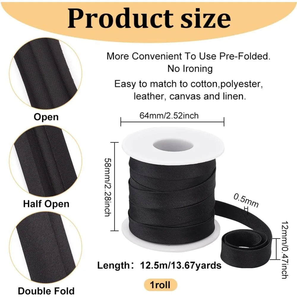 12.5M Black Satin Piping Trim Ribbon – Cheongsam & Sewing Trim Satin Piping Trim Axl
