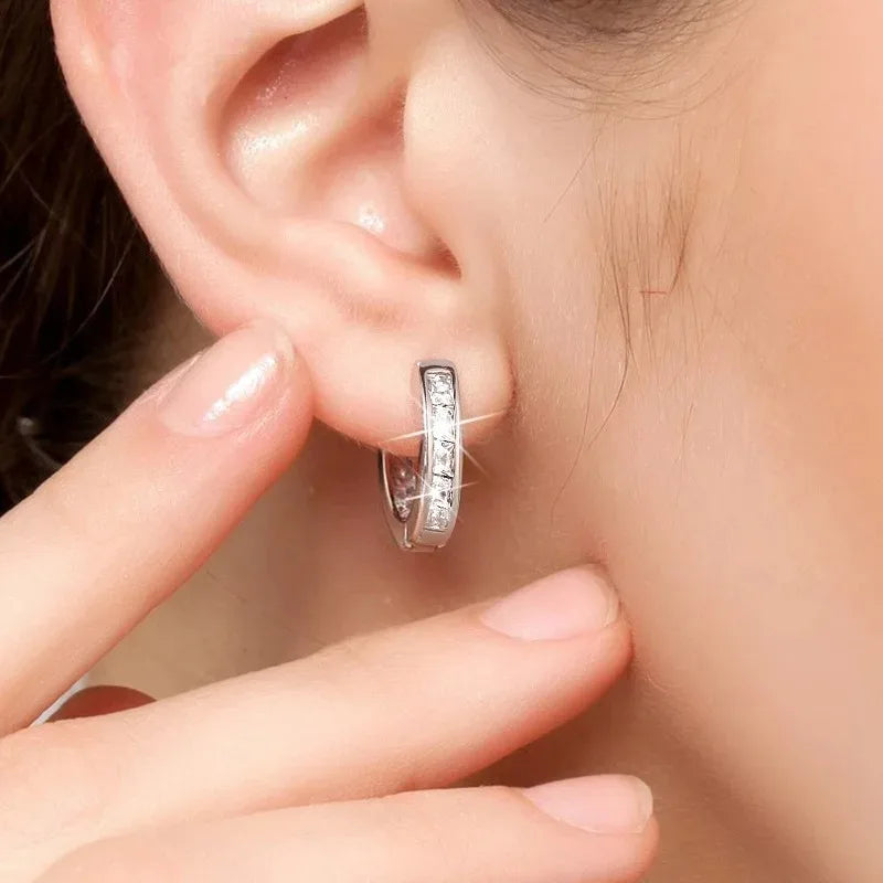 925 Sterling Silver Zircon Circle Stud Earrings | Gift for Her Stud Earrings Axl