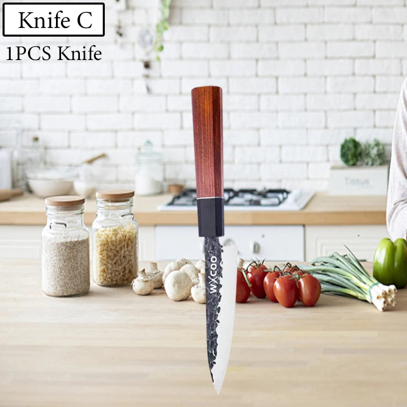 WXCOO Hand-Forged Japanese Chef's Knife – Multipurpose 14.5" Chef's Kitchen Knife Axl Knife C