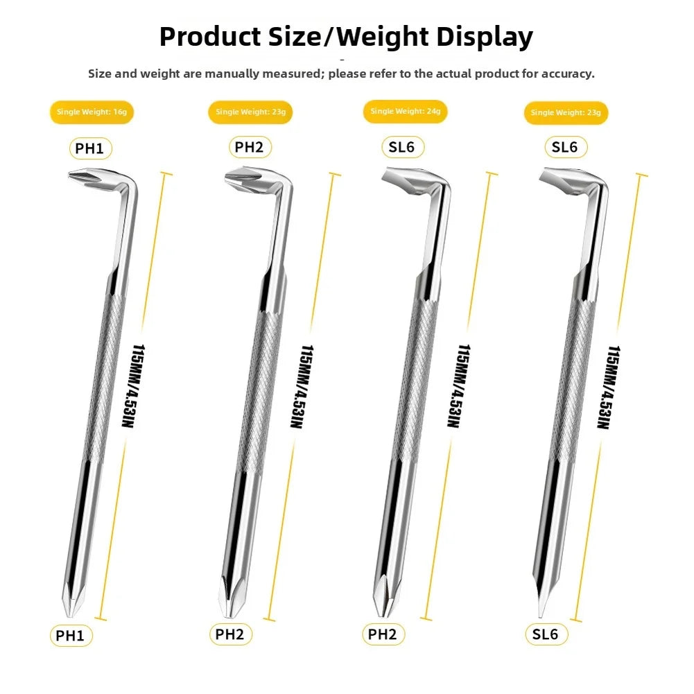 4-Piece L-Shaped Right-Angle Screwdriver Set | PH1 PH2 SL6 Screwdriver Set Axl