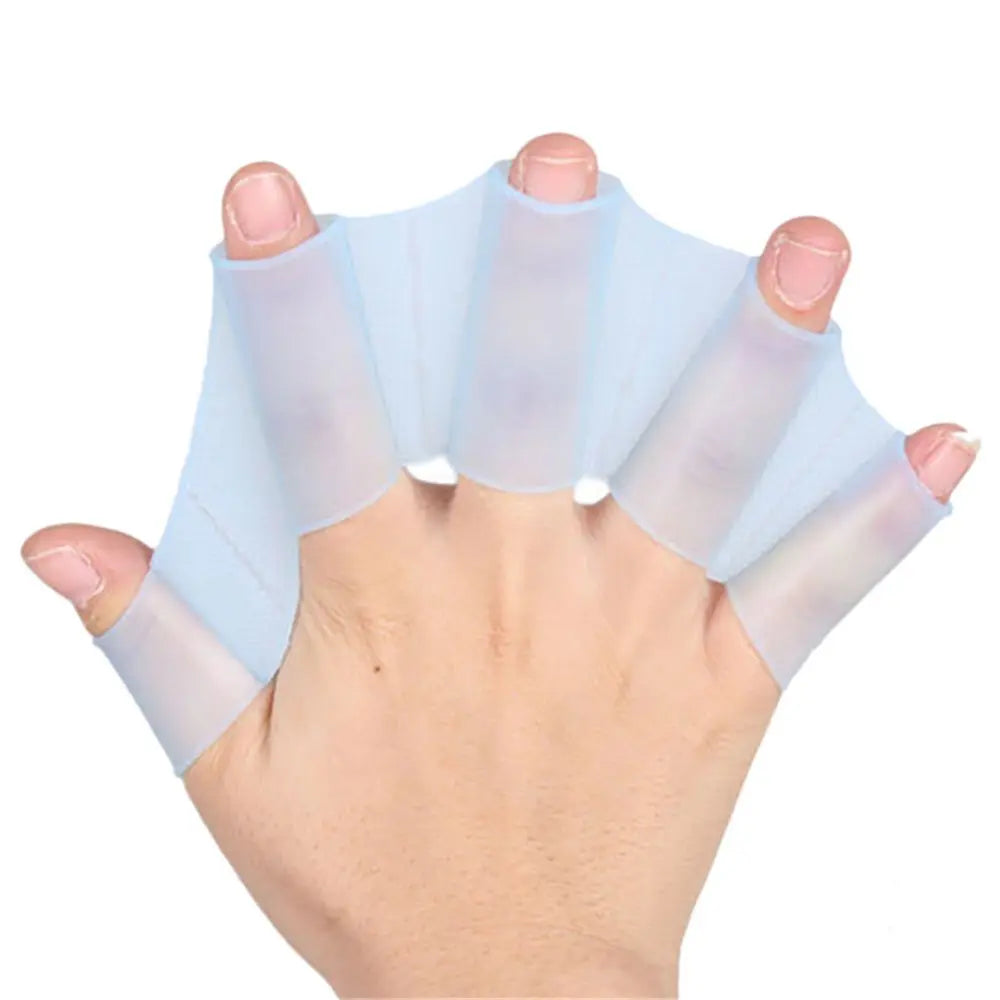 Silicone Frog Webbed Swimming Gloves – Hand Fins S/M/L Swim Training Gloves Axl Blue M
